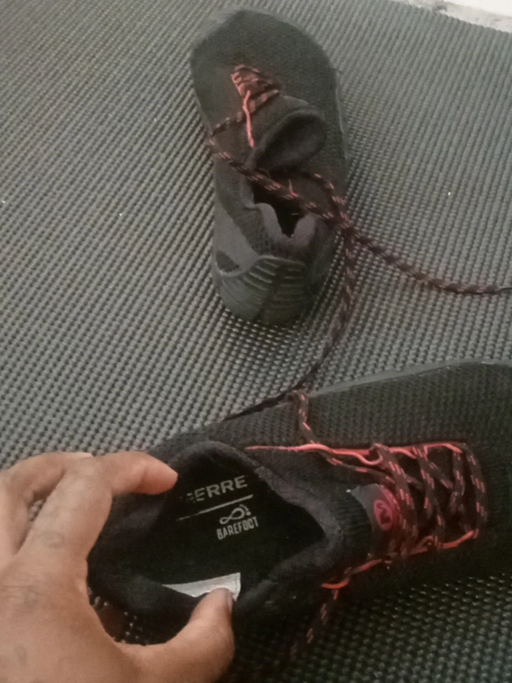 Vibram Men's Black Sneakers with Red Accent Laces
